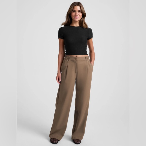 Beyond Yoga Pants - Beyond Yoga Status Wide Leg Trouser in Dune Size XS NW1251 Brown Pleated Pants